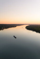 Smederevo, Serbia - August 08 2025: Barge on Danube river