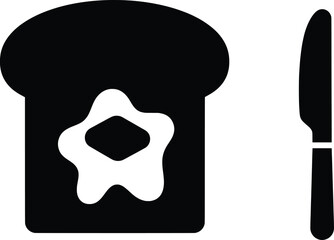 Silhouette Action of Bread Preparation, Bakery Items in Graphic Style, Cozy Bakery Environment