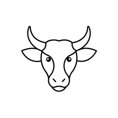 Cow head simple line on transparent background silhouette