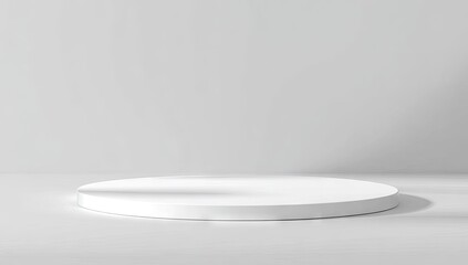 Empty, white, circular platform on a light gray surface.