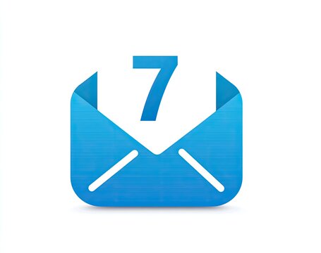 Blue envelope icon, number 7 inside - Powered by Adobe