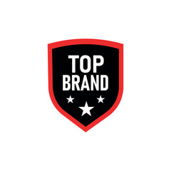 Top Brand Shield Badge Red Vector on White Background