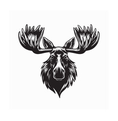 Detailed Front View Moose Head Vector Illustration With Majestic Appearance