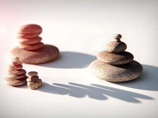 Smooth river stones stacked in zen formation soft