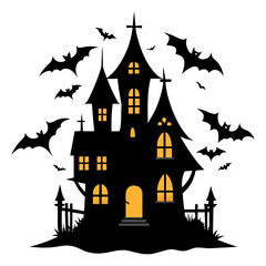 halloween castle with bats