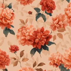 Colorful floral pattern with vivid blossoms in shades of pink