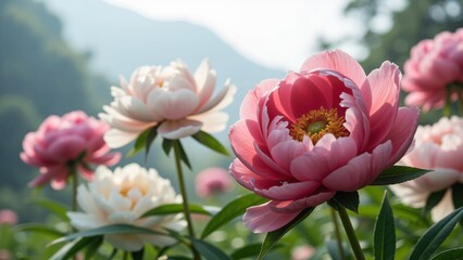 Fototapeta premium Beautiful Chinese Peony Flower in Full Bloom – No.1