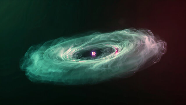 Electron wave orbiting a proton in a hydrogen atom.