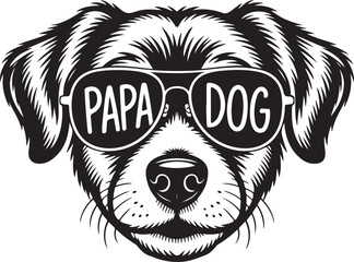 Obraz premium Papa Dog Portrait with Sunglasses Vector Illustration for Father's Day Gift