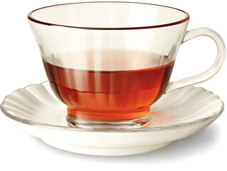 Transparent glass teacup filled with herbal tea