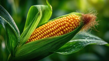 Fresh ear of corn with green husk