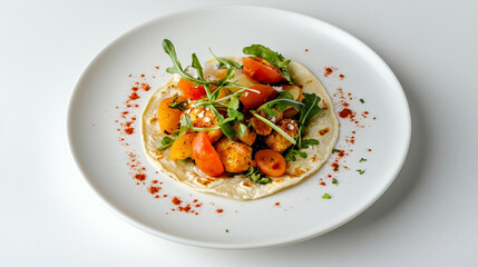 Fresh salad with tomatoes, lettuce, and white cheese