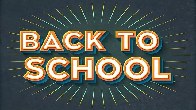 Retro style back to school text with radiating lines