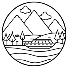 Nile River line art vector