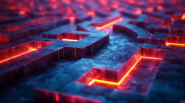 futuristic glowing circuit board neon light technology digital background 3d render - Powered by Adobe