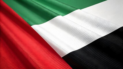 Close up of the united arab emirates flag with vibrant colors and fabric texture