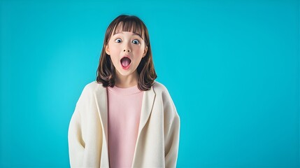 カジュアルな服装で驚いた顔をするかわいい少女三 - Generative AI