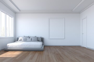 Empty bedroom interior, bright and spacious