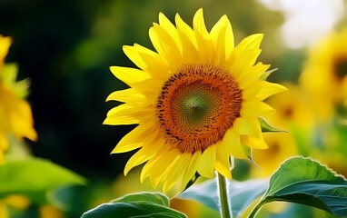 Obraz premium Detailed Sunflower Center and Petals in Bright Yellow Color.