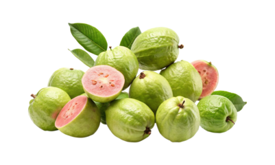 A closeup shot of a heap of fresh and ripe guavas