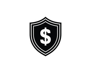 Fototapeta premium Dollar sign in a shield icon. A vector symbol of financial security, money protection, and safe investment for business.