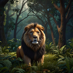 lion in the jungle