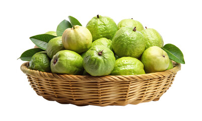 Basket overflowing with fresh green guavas, ready to be enjoyed as a healthy snack