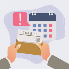 Hand hold tax bill. Tax payment concept stock illustration