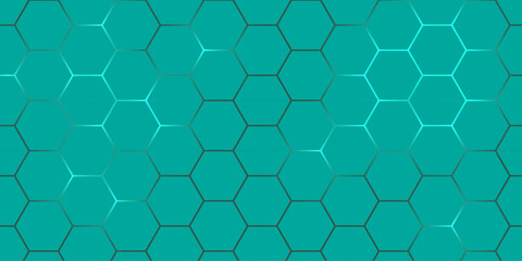 Modern Teal Hexagon Honeycomb Pattern Background for Technology and Innovation Projects.