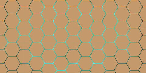 Futuristic Brown Hexagon Grid Pattern on Dark Background – Modern Tech Vector.