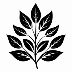 Leaf Whispers vector clean black silhouette design white background