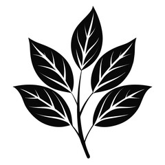 Leaf Whispers vector clean black silhouette design white background