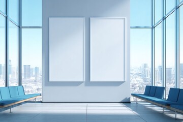 Fototapeta premium Modern waiting area with city views