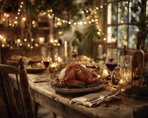 Elegant festive dining table setting 