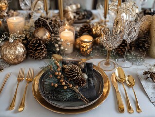 Elegant festive dining table setting 