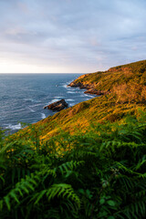 Rocky Coastline at Sunset at the Foot of Mount Jaizkibel Around Cape Higuer