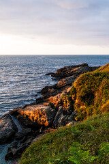 Rocky Coastline at Sunset at the Foot of Mount Jaizkibel Around Cape Higuer