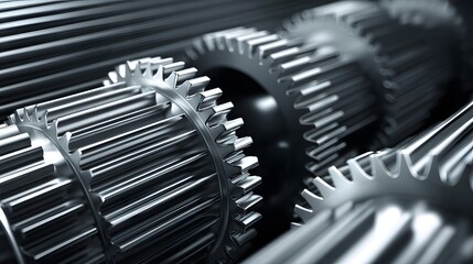 Fototapeta premium Close-up view of intricate metal gears.