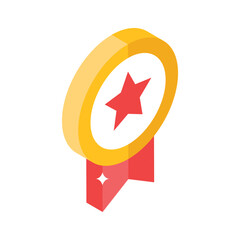 Check out this isometric icon of quality assurance badge with star