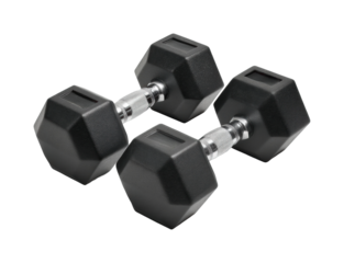 Strength training weights home gym fitness equipment view, isolated on transparent background, png