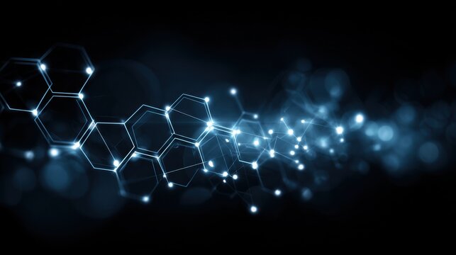 glowing hexagons network connection