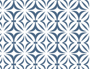 Seamless Repeating Pattern of Cerulean Blue Geometric Flowers on a White Background