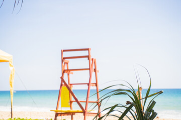 Lifeguard chair on the beach at Phuket Thailand.