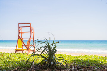 Lifeguard chair on the beach at Phuket Thailand.