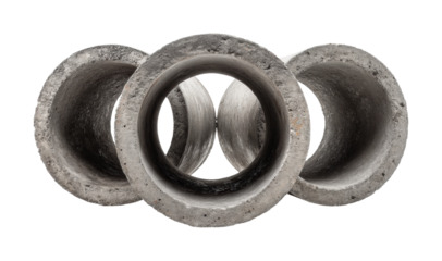 Concrete rings display industrial minimalist design, isolated on transparent background, png