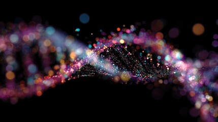 colorful dna helix abstract sparkles