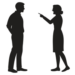 Fototapeta premium Angry Couple Silhouette Showing Tension