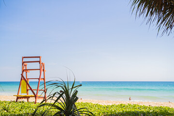 Lifeguard chair on the beach at Phuket Thailand.