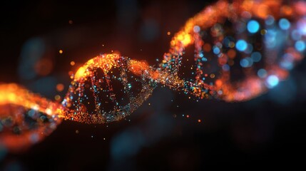glowing dna strand particles abstract