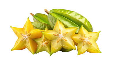 Fototapeta premium Vibrant Star Fruit Display Freshly Sliced for Healthy Eating and Enjoyment